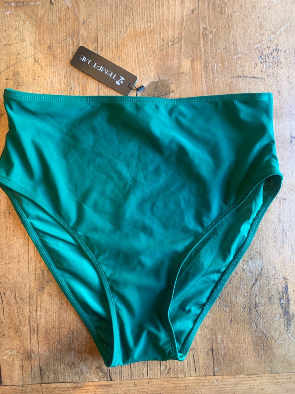 Tempt Me High-Waist Bikini Bottoms in Emerald Green